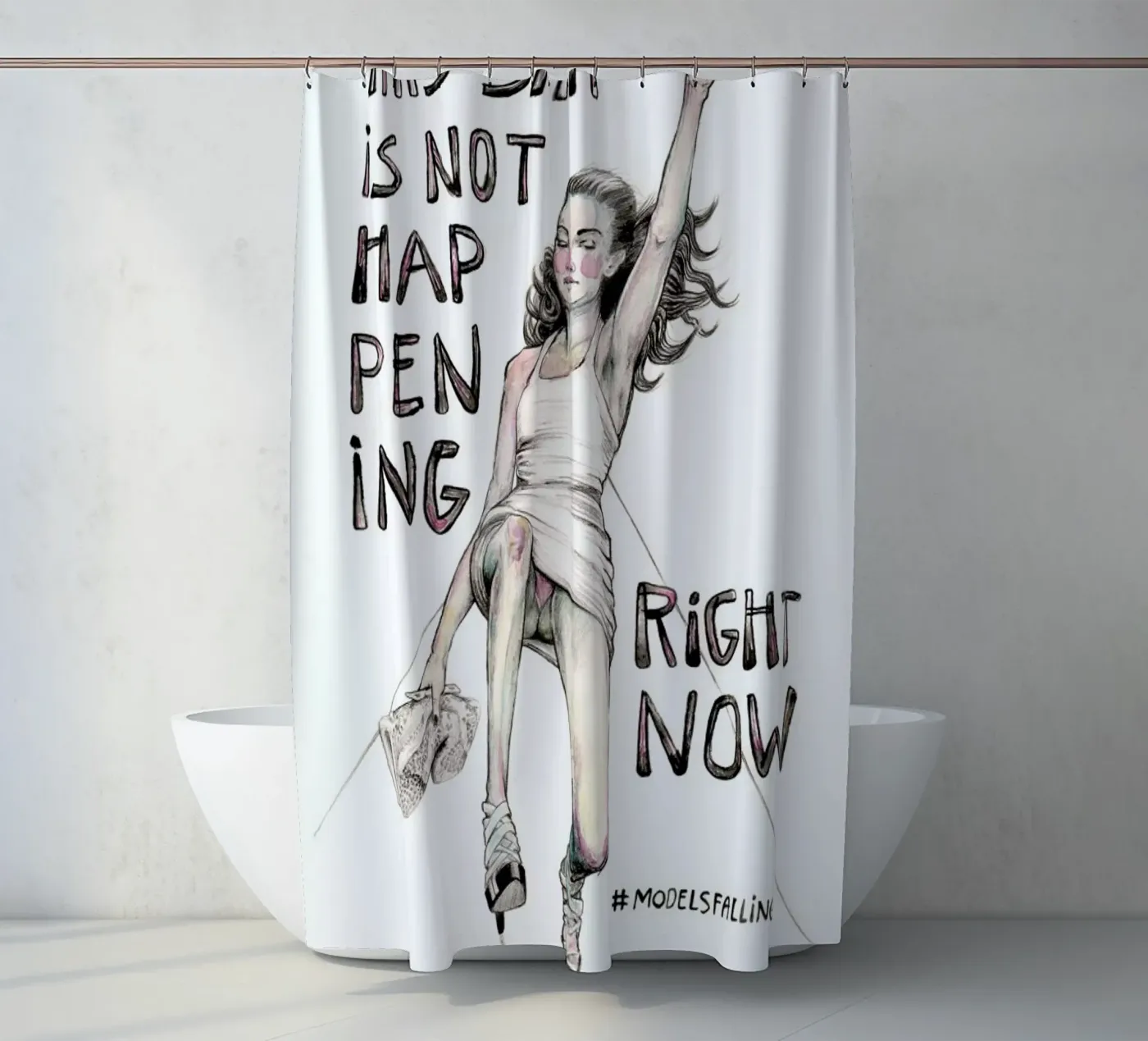 Models Falling 1 douchegordijn van Meegan Barnes