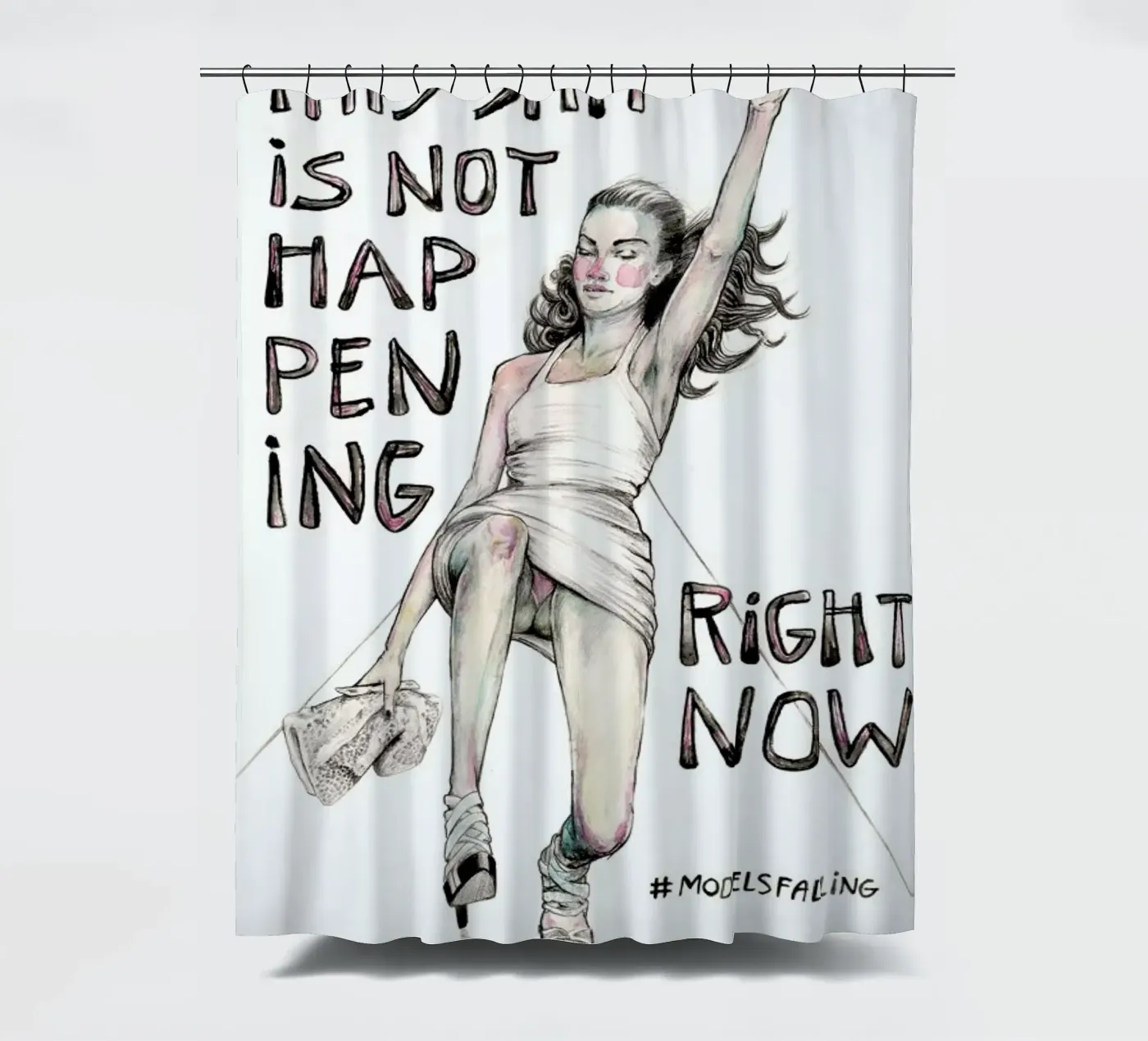 Models Falling 1 douchegordijn van Meegan Barnes