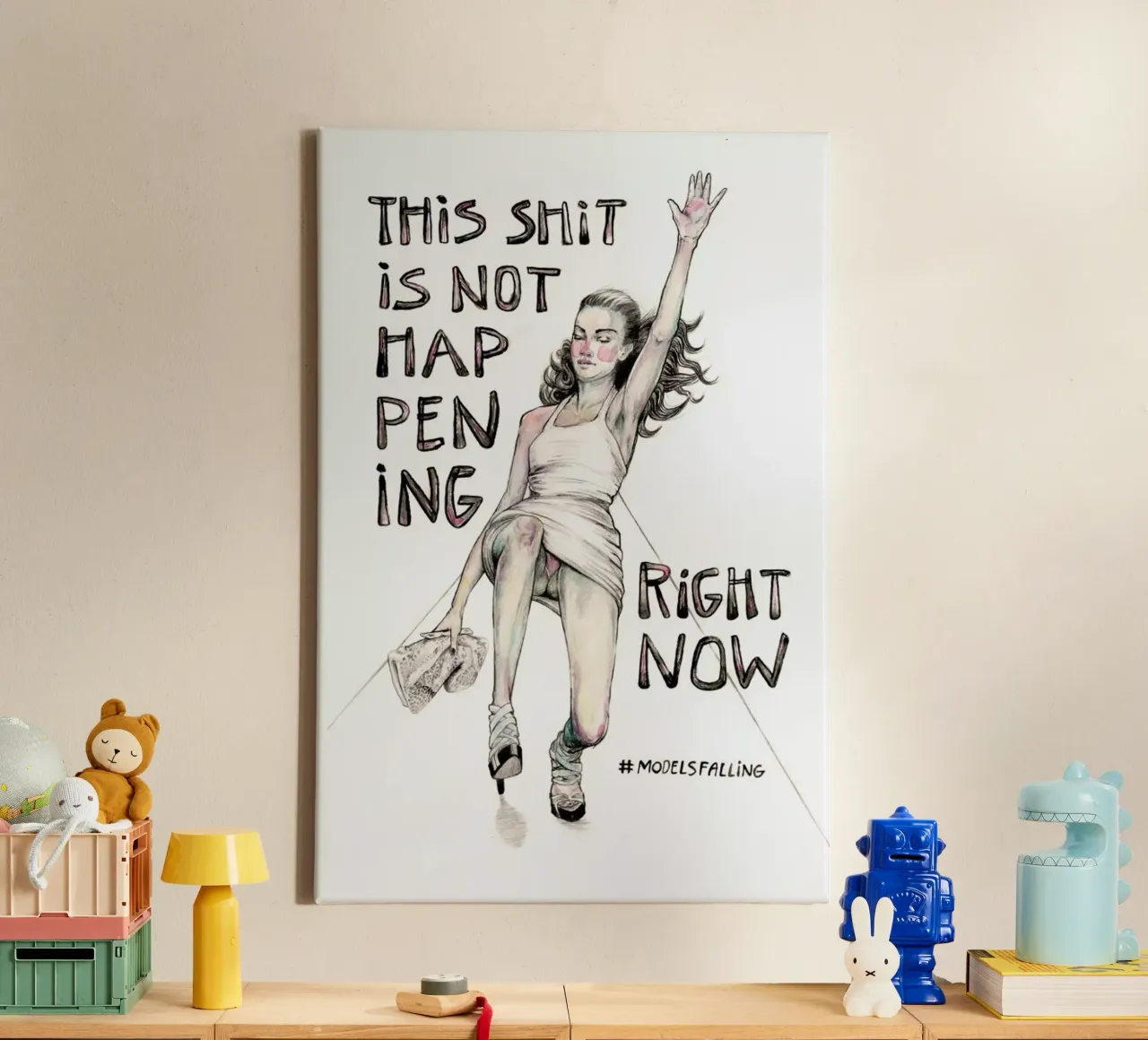 Models Falling 1 canvas van Meegan Barnes