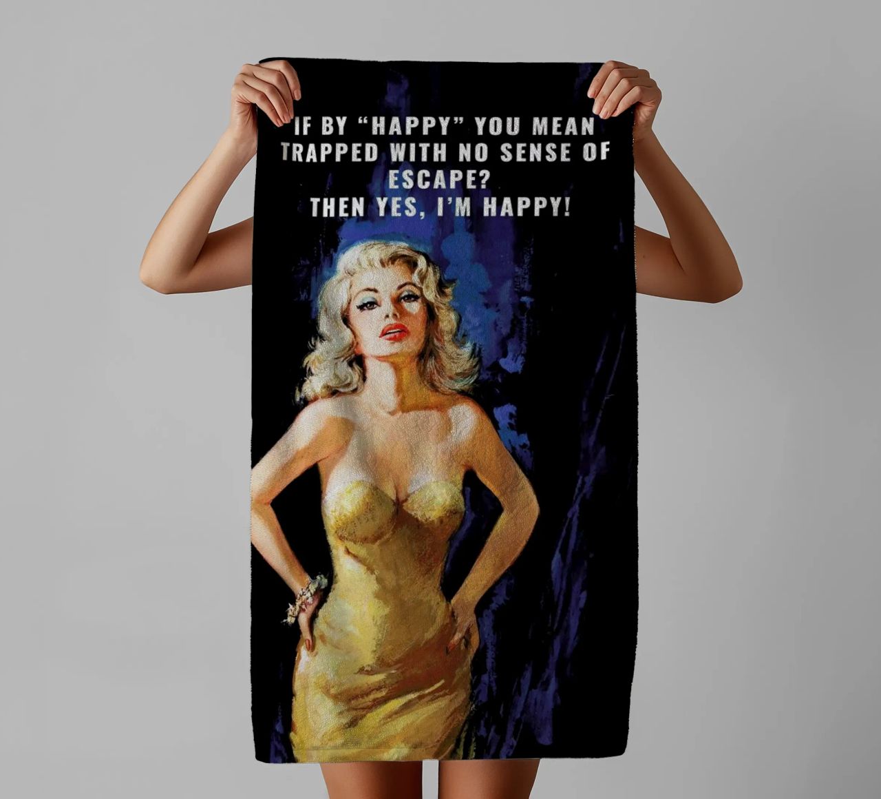 If By "Happy" You Mean asciugamano da bagno da Gallery Print and Art Limited