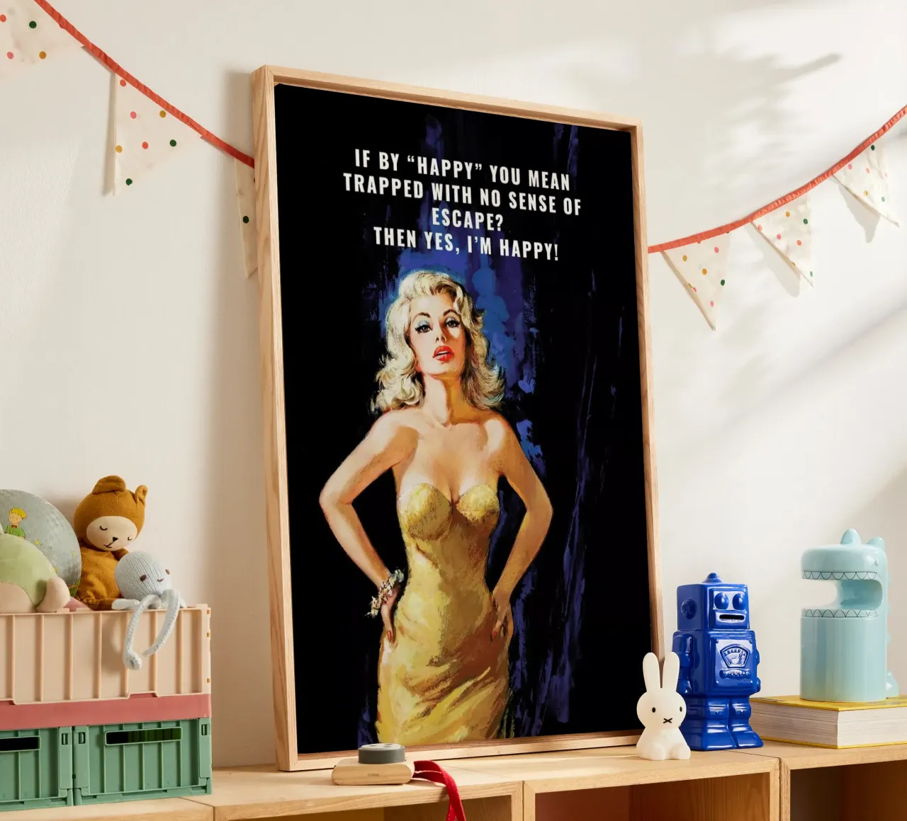 If By "Happy" You Mean tela con Cornice a cassetta da Gallery Print and Art Limited