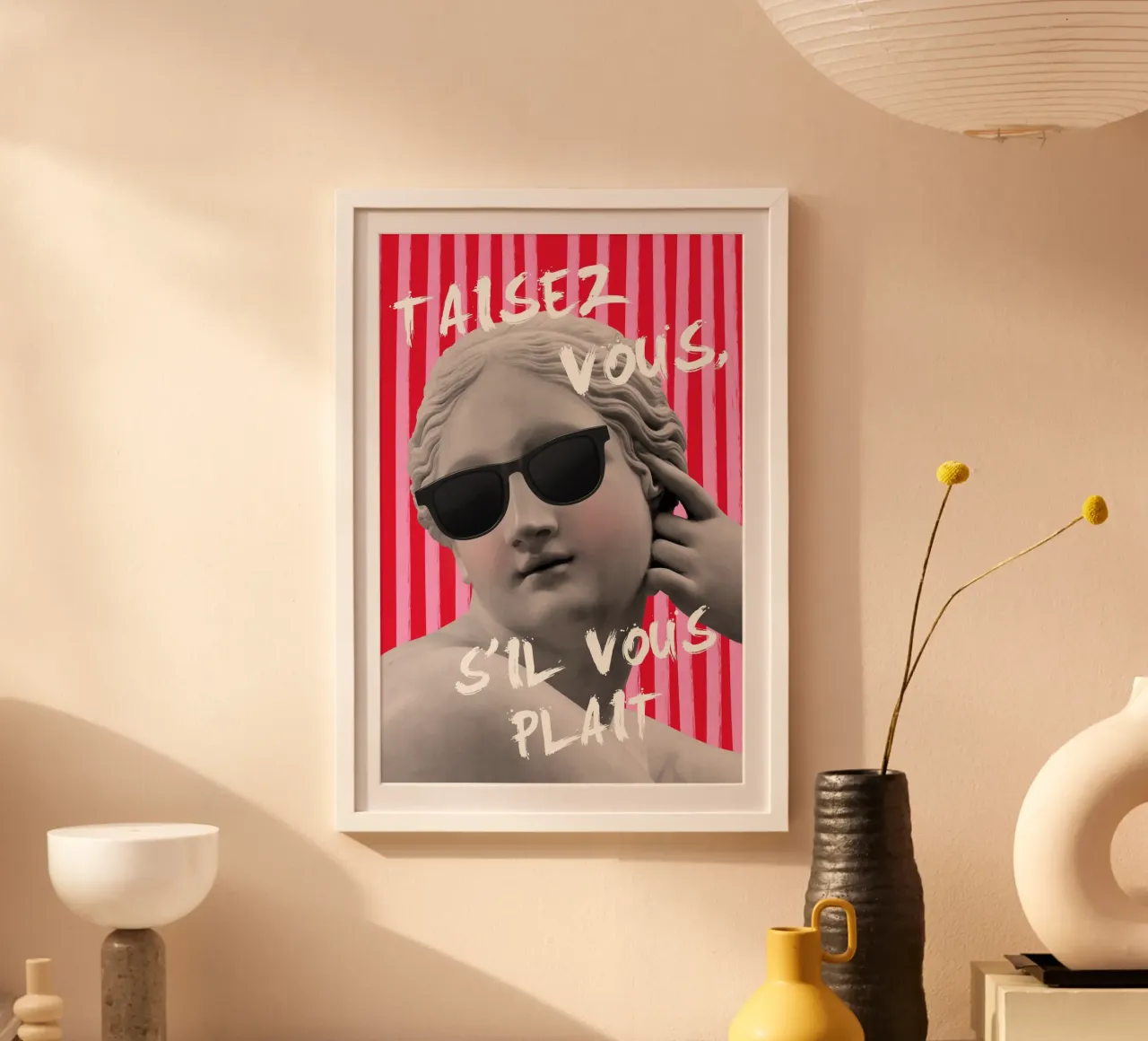 Shut Up Striped French Art poster con telaio in plastica da GraceDigitalArtCo