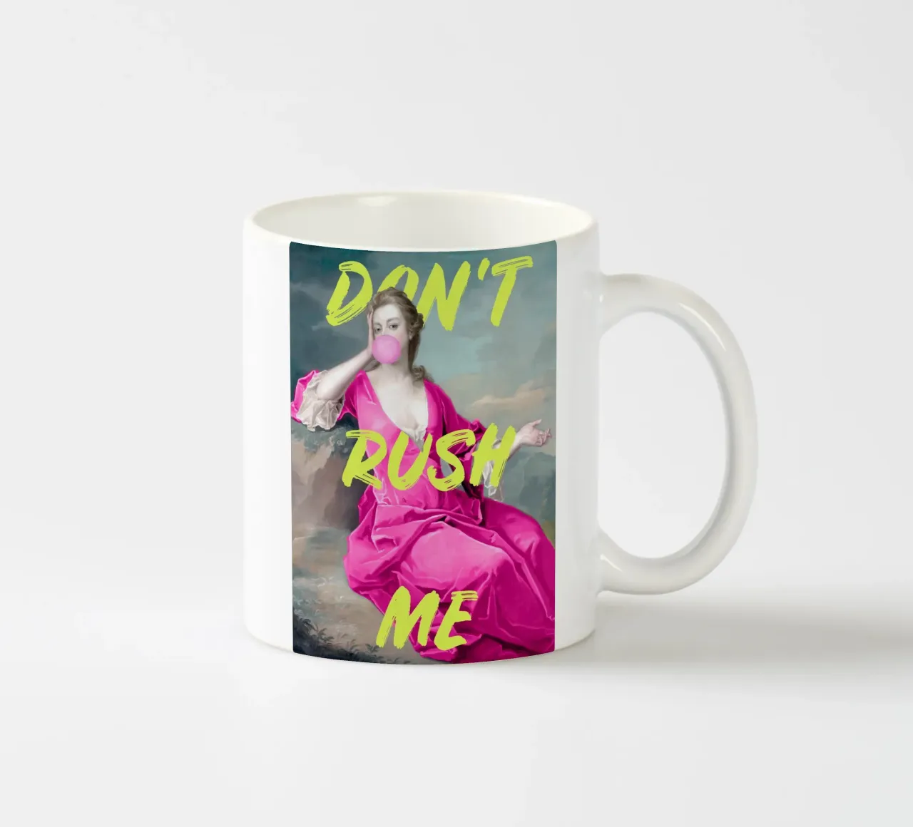 Don't Rush Me Neon Yellow tazza in ceramica da GraceDigitalArtCo