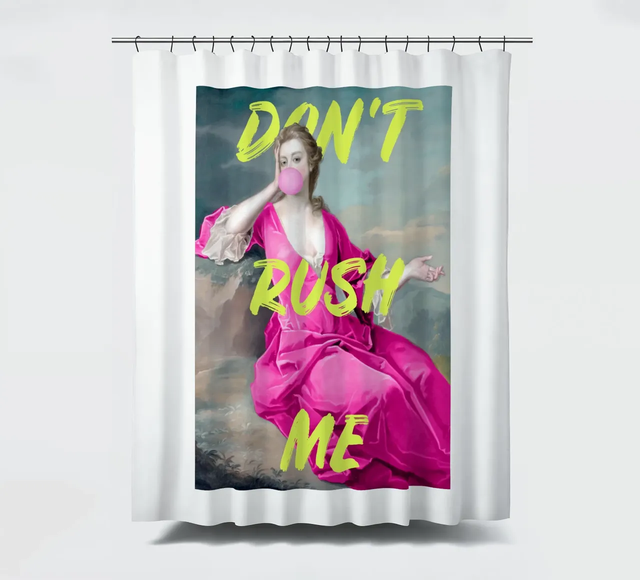 Don't Rush Me Neon Yellow douchegordijn van GraceDigitalArtCo