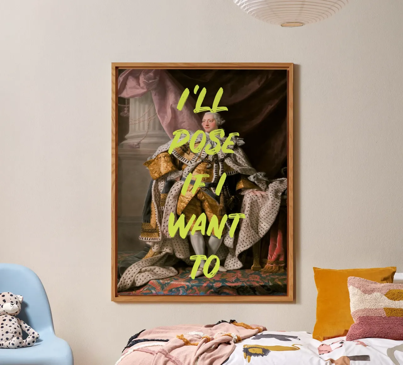 Posing King Neon Yellow Font alluminio dibond da GraceDigitalArtCo