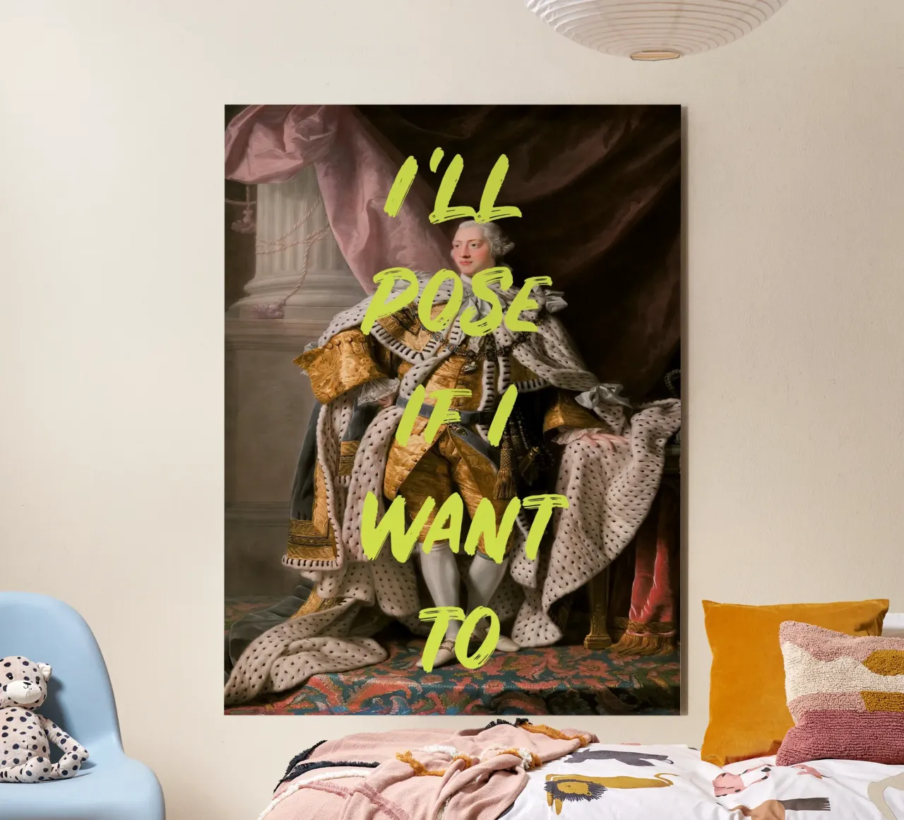 Posing King Neon Yellow Font alluminio dibond da GraceDigitalArtCo