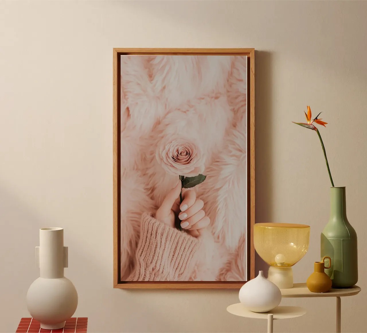 Blush Serenity tela con Cornice a cassetta da PhotoVibe Decor
