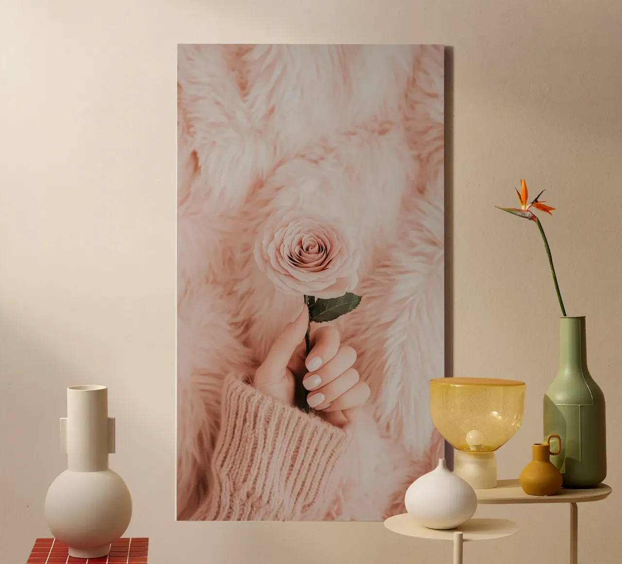 Blush Serenity tela con Cornice a cassetta da PhotoVibe Decor