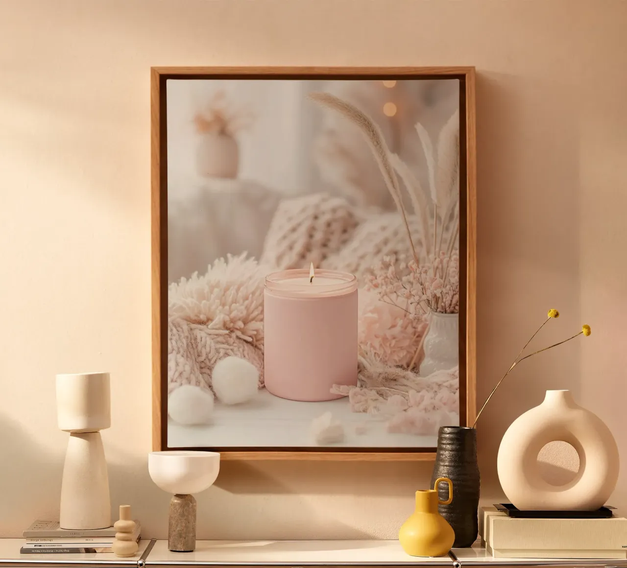 Blush Serenity tela con Cornice a cassetta da PhotoVibe Decor