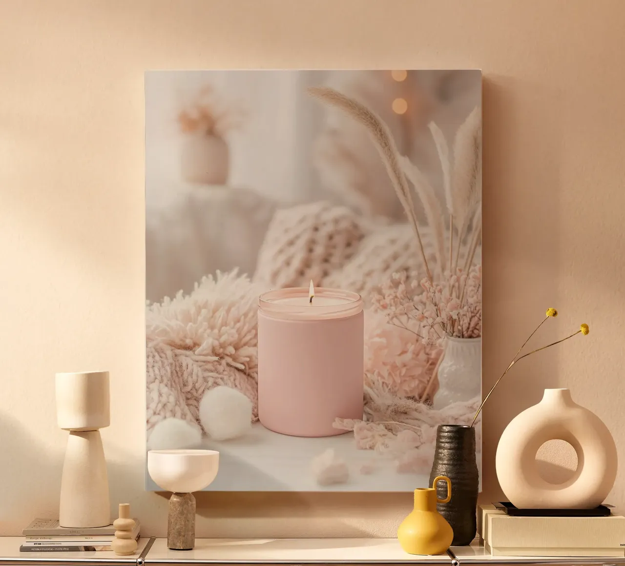 Blush Serenity tela con Cornice a cassetta da PhotoVibe Decor
