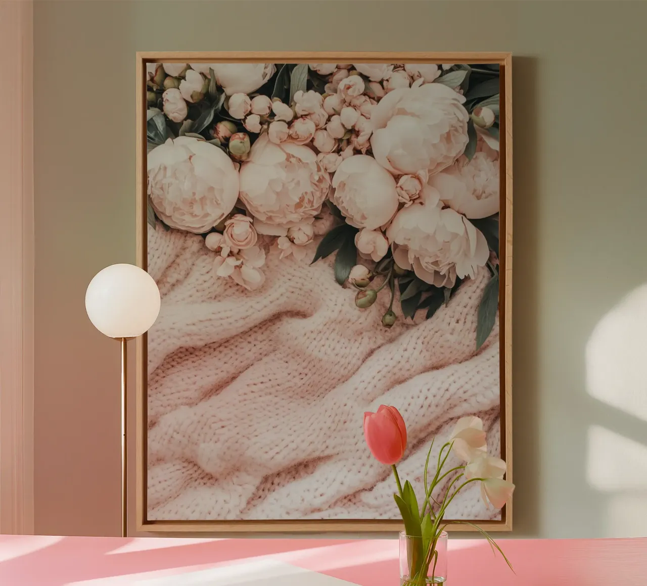 Blush Serenity tela con Cornice a cassetta da PhotoVibe Decor