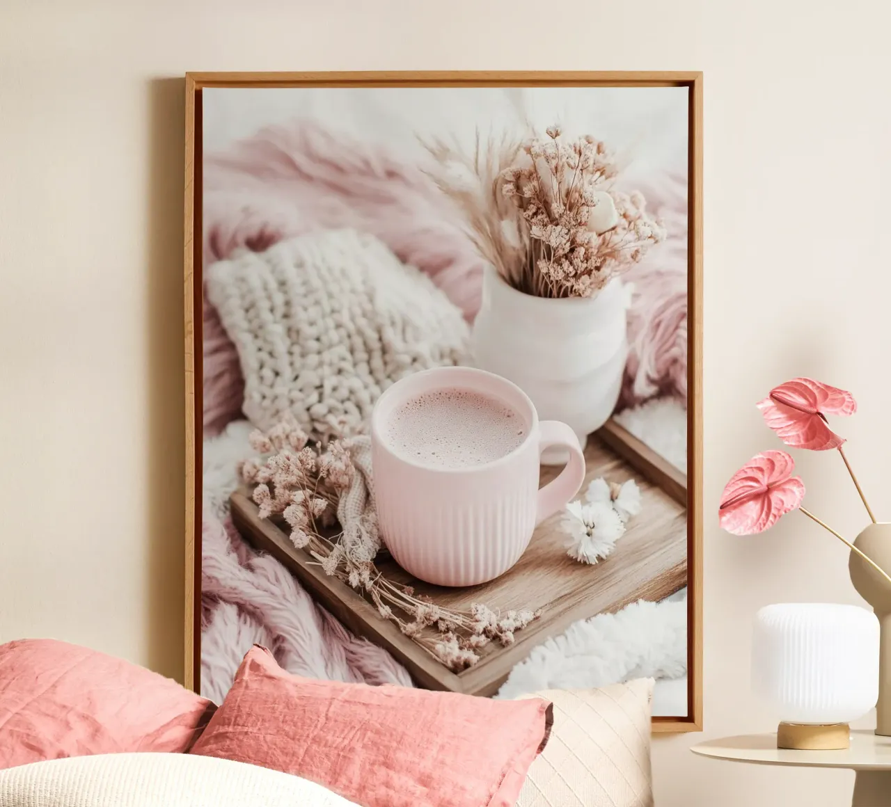 Blush Serenity tela con Cornice a cassetta da PhotoVibe Decor