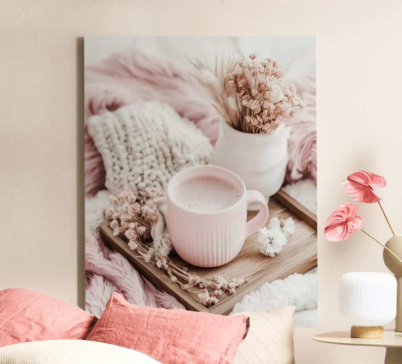 Blush Serenity tela con Cornice a cassetta da PhotoVibe Decor