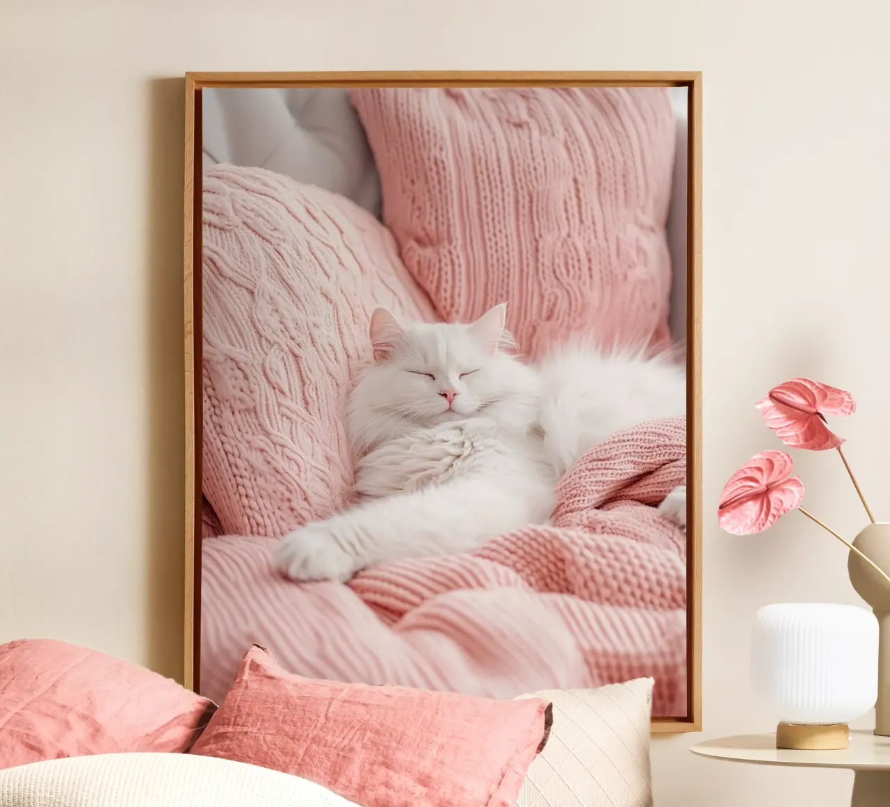Blush Serenity canvas met Baklijst van PhotoVibe Decor