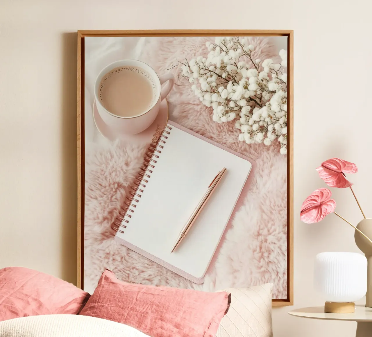 Blush Serenity tela con Cornice a cassetta da PhotoVibe Decor