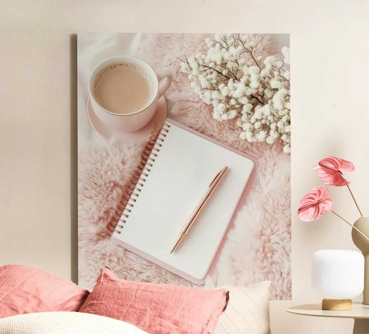 Blush Serenity tela con Cornice a cassetta da PhotoVibe Decor
