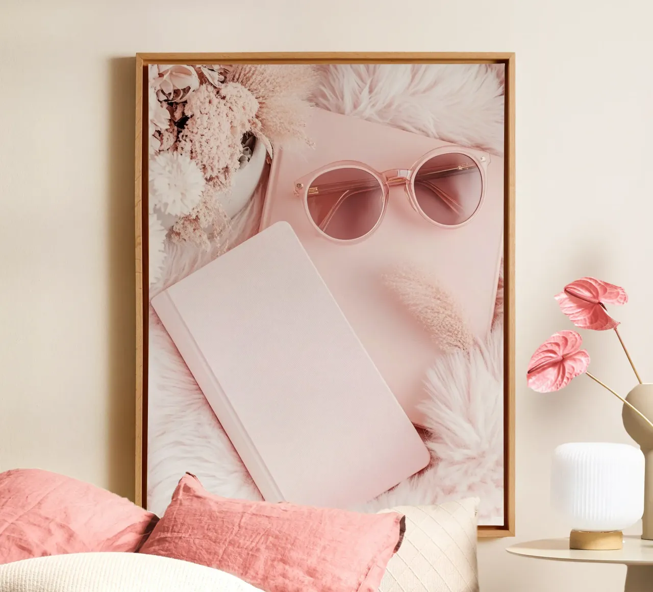 Blush Serenity tela con Cornice a cassetta da PhotoVibe Decor