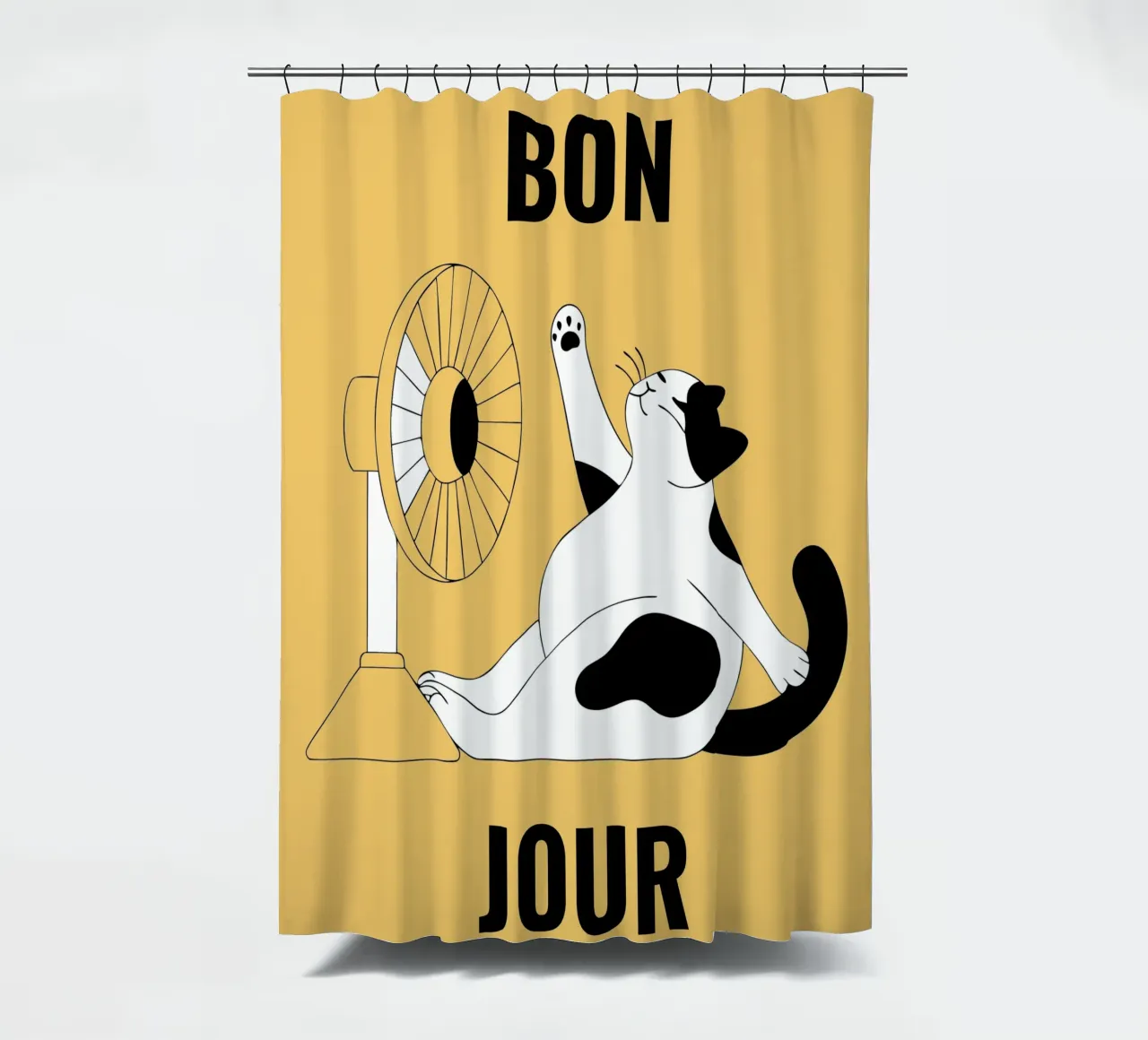 Cat Fanning shower curtain by OUR SHOP