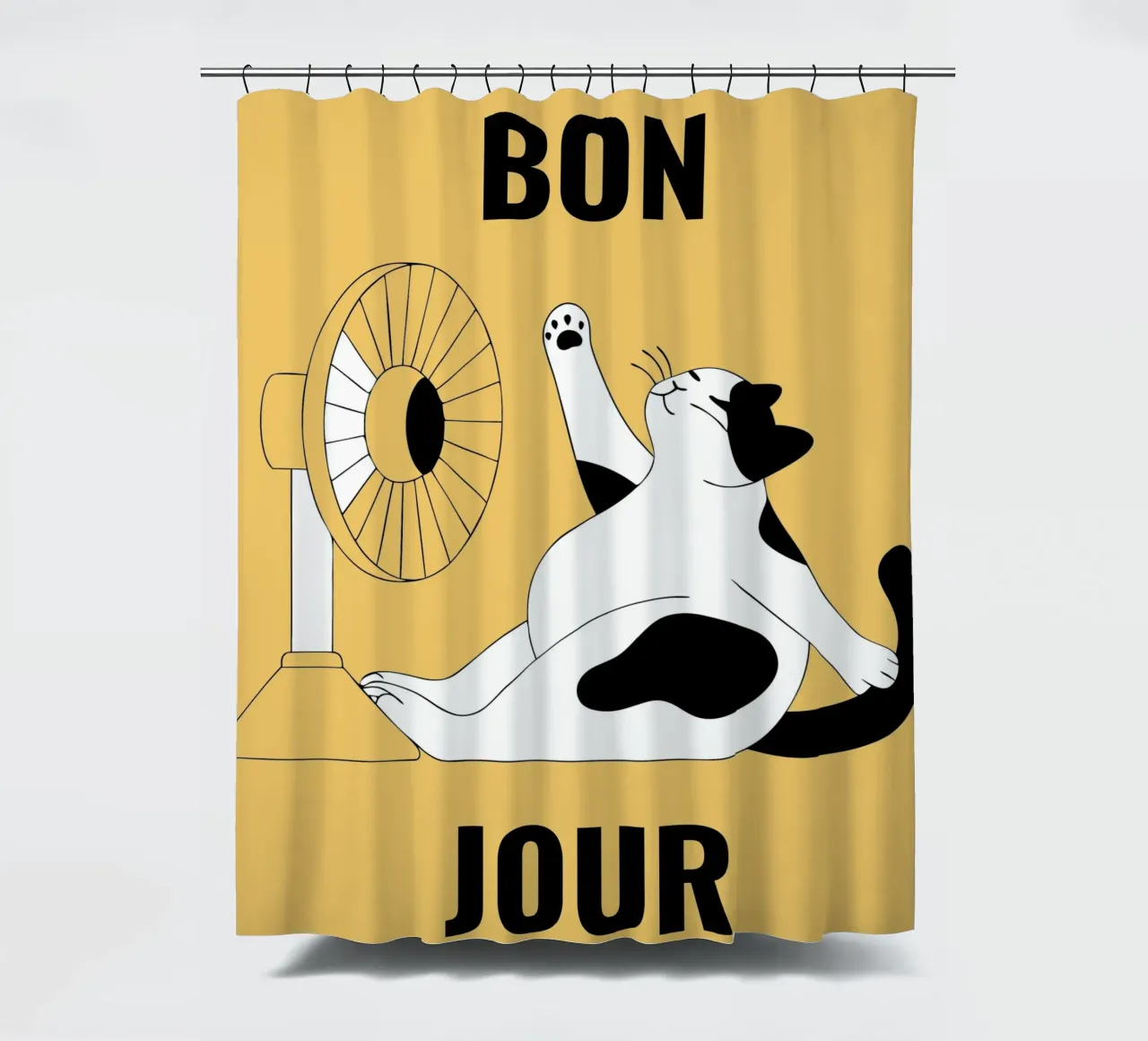 Cat Fanning shower curtain by OUR SHOP