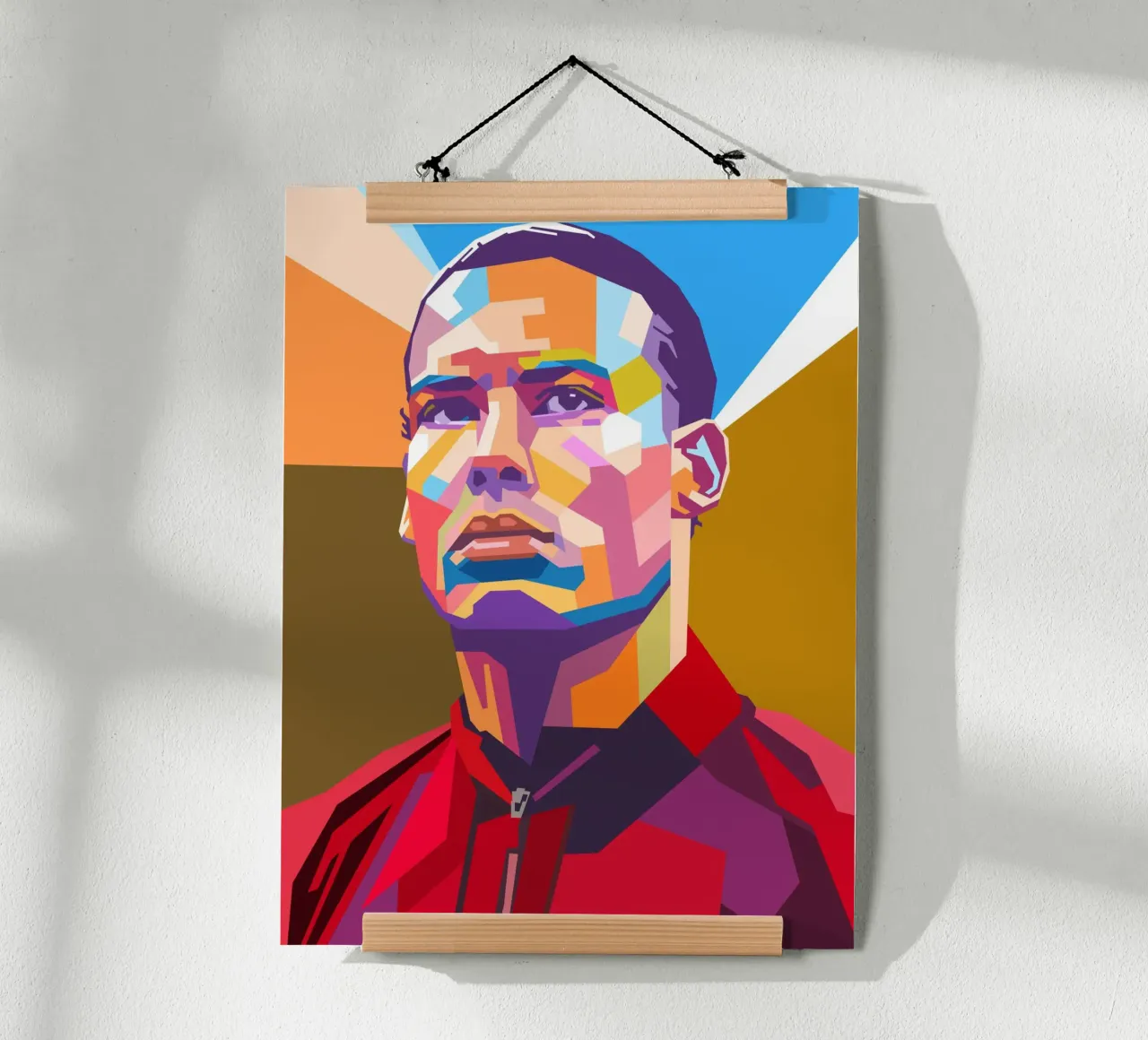 Ritratto pop art di Virgil van Dijk poster con telaio in plastica da Hantamrata
