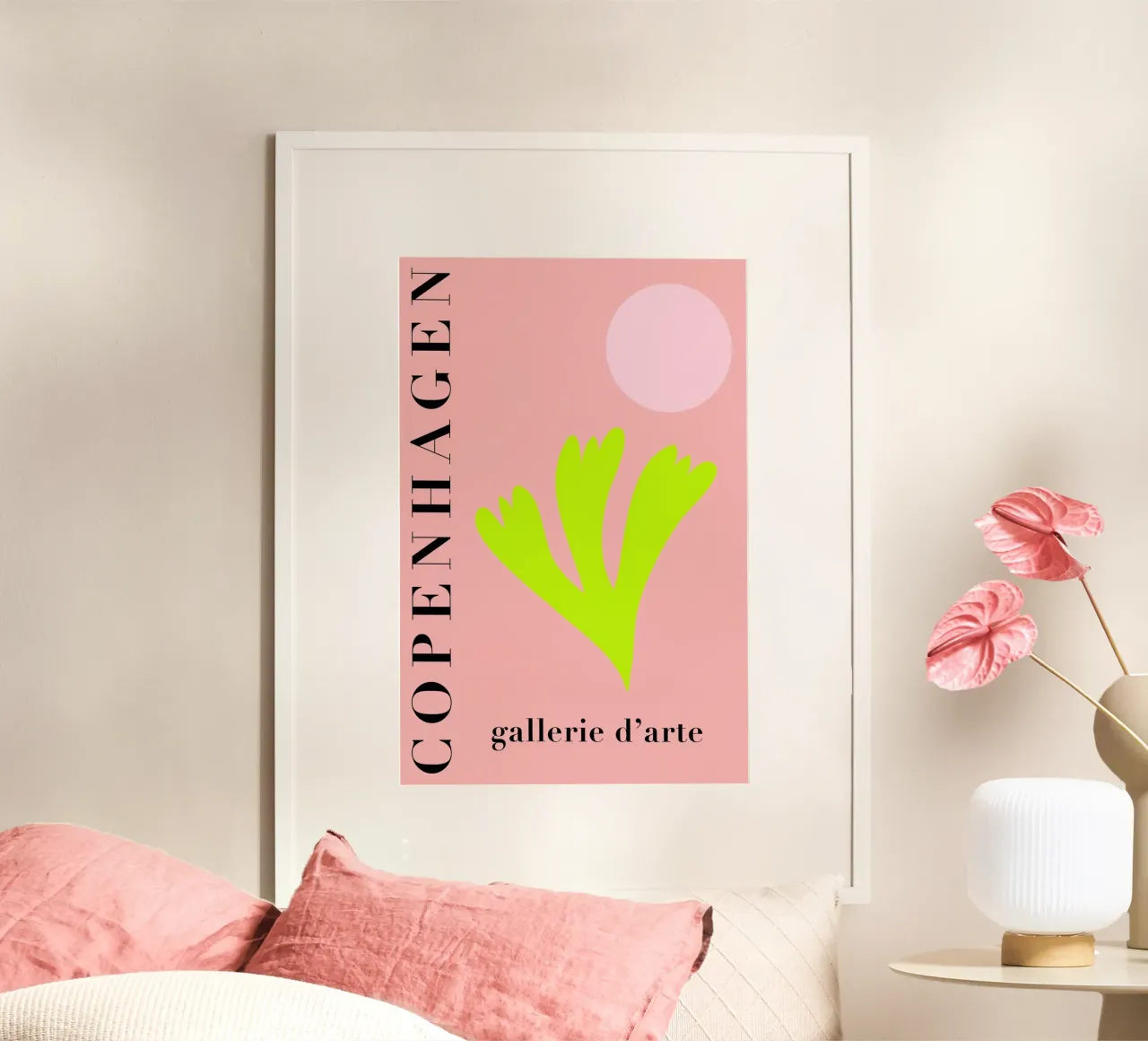 Neon Copenhagen Abstract Art poster con telaio in alluminio da GraceDigitalArtCo