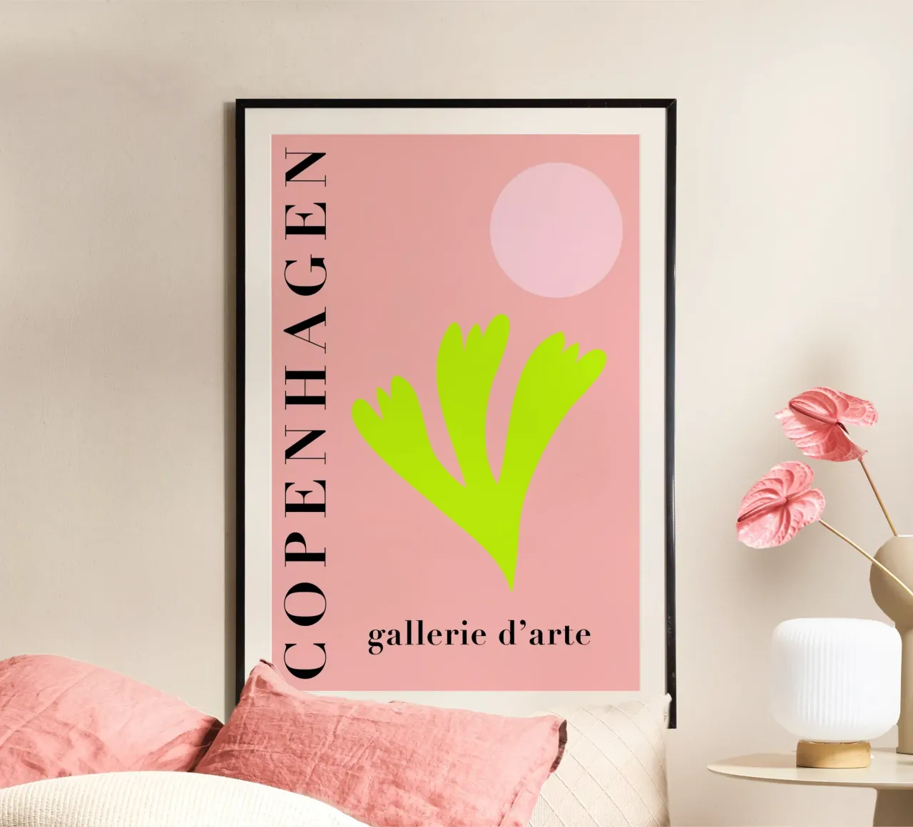 Neon Copenhagen Abstract Art poster con telaio in alluminio da GraceDigitalArtCo