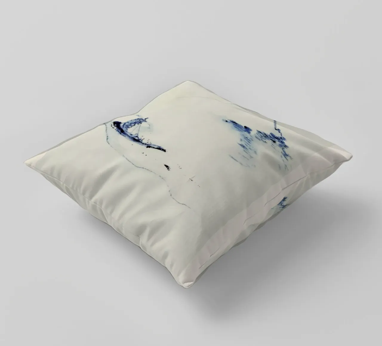 Hokusai - A Person in a Small Boat on a River with Mount Fuji in the Background cuscino da Vintage by JUNIQE