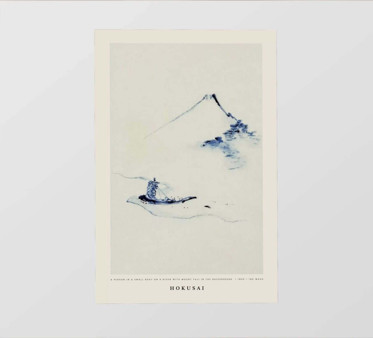 Hokusai - A Person in a Small Boat on a River with Mount Fuji in the Background telo in pvc da Vintage by JUNIQE