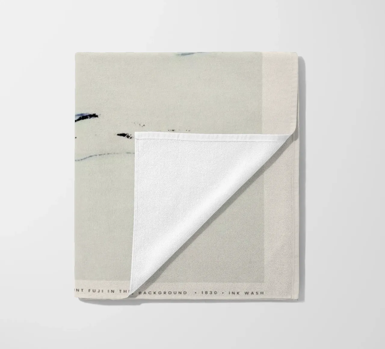 Hokusai - A Person in a Small Boat on a River with Mount Fuji in the Background telo mare da Vintage by JUNIQE