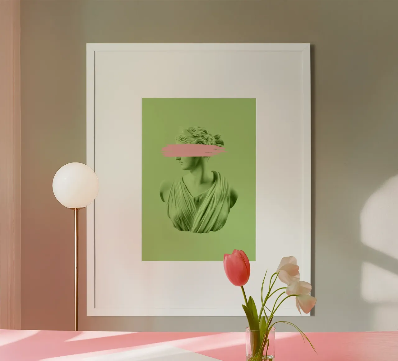 Green and Pink Goddess poster con telaio in legno da GraceDigitalArtCo