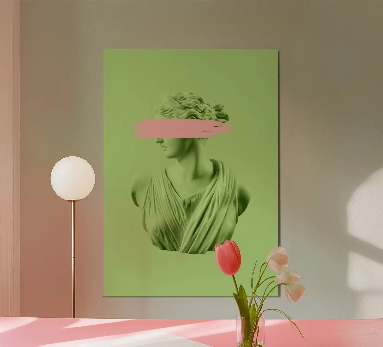Green and Pink Goddess poster con telaio in legno da GraceDigitalArtCo