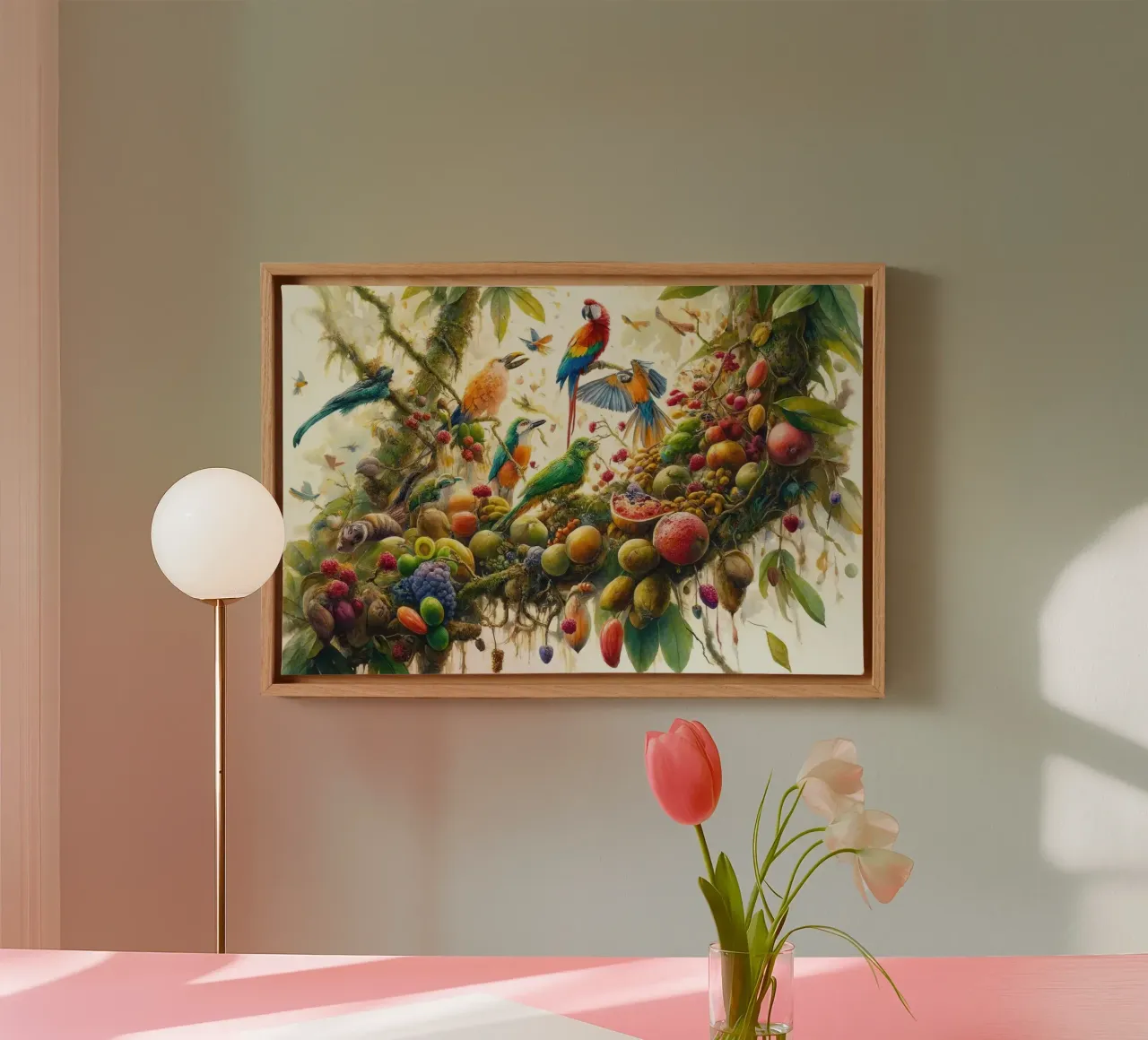 Jungle Symfonie in levendige tinten canvas met Baklijst van Chromatic Fusion Studio