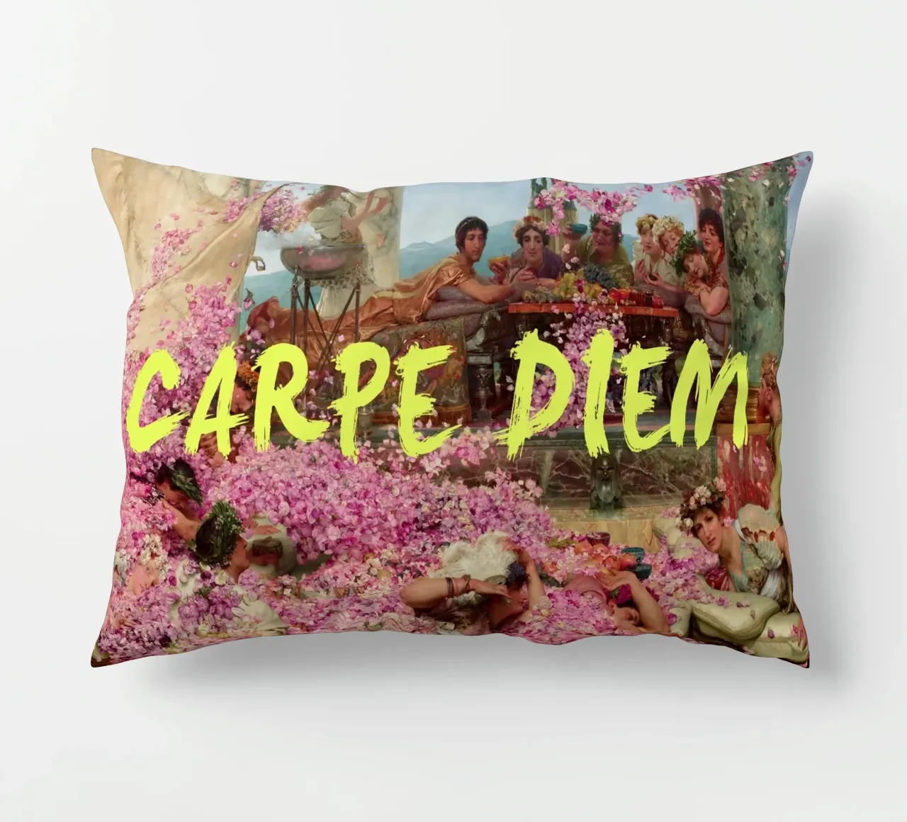 Carpe Diem Yellow Art cuscino da GraceDigitalArtCo