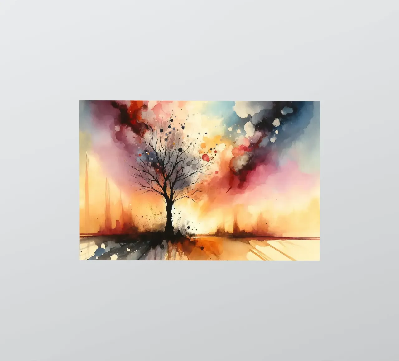 Einsamer Baum in der Abenddämmerung Sticker von Chromatic Fusion Studio