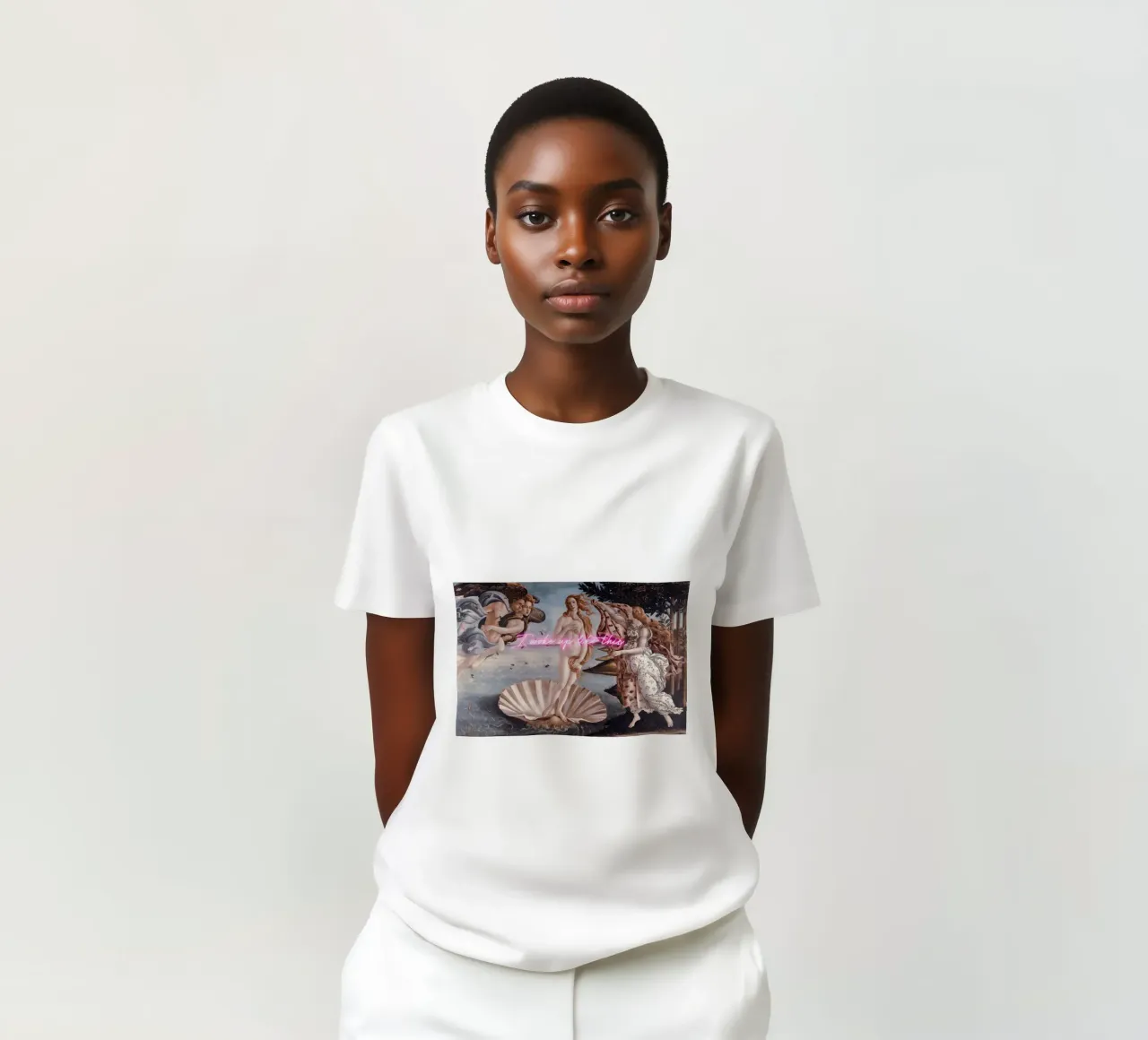 Venus - I woke up like this - neon text t-shirt da GraceDigitalArtCo