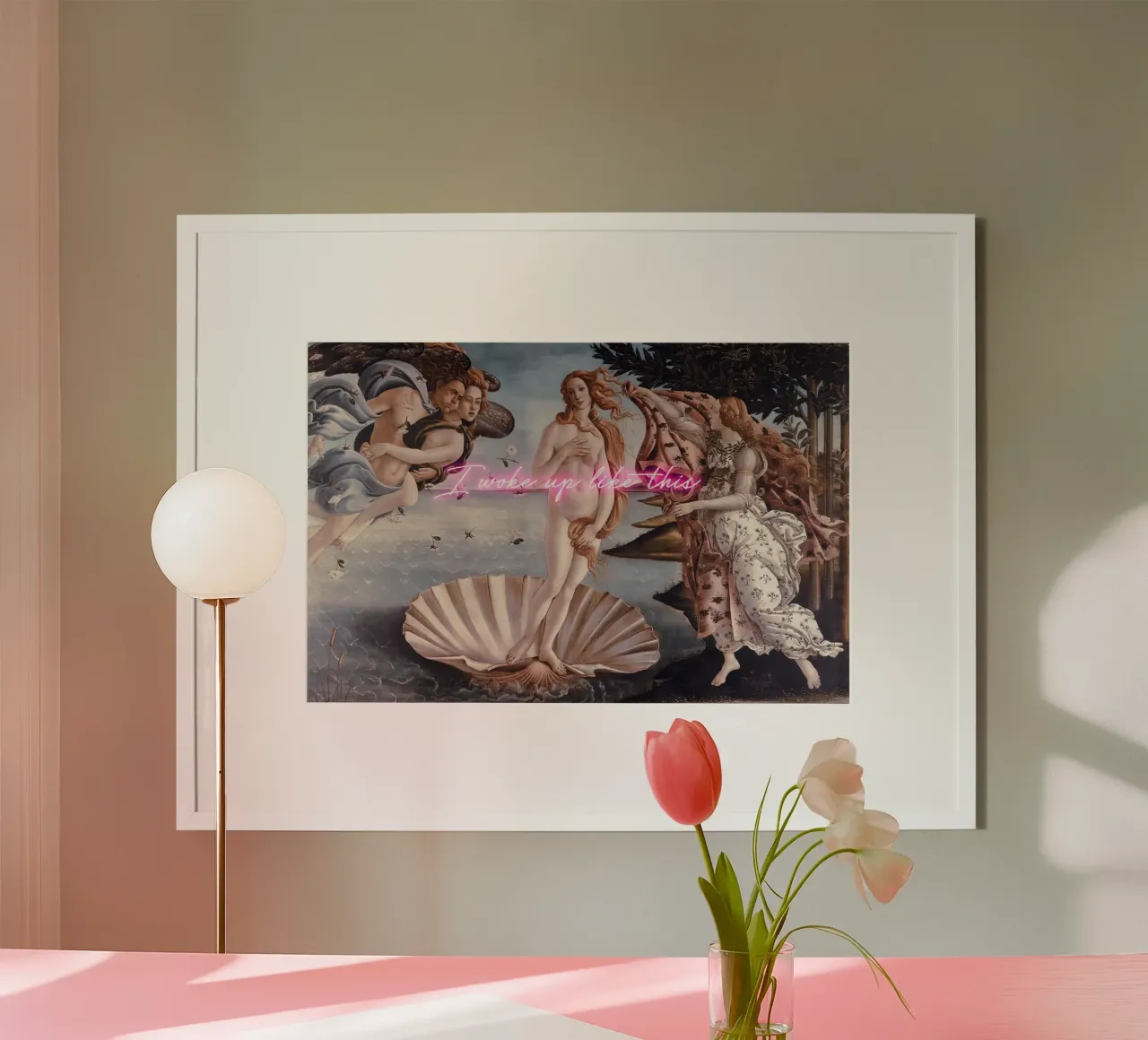 Venus - I woke up like this - neon text Hahnemühle von GraceDigitalArtCo