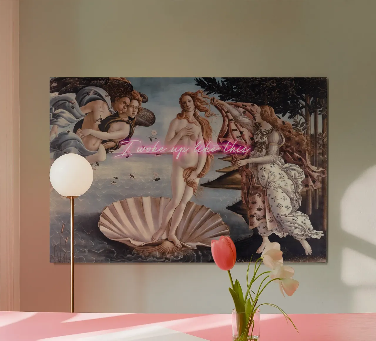 Venus - I woke up like this - neon text Hahnemühle von GraceDigitalArtCo