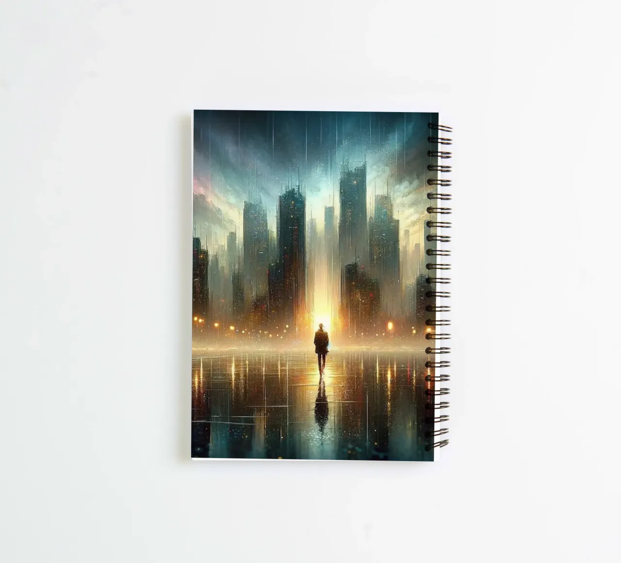 Lost Moments in Twilight Rain spiral notebook by Chromatic Fusion Studio