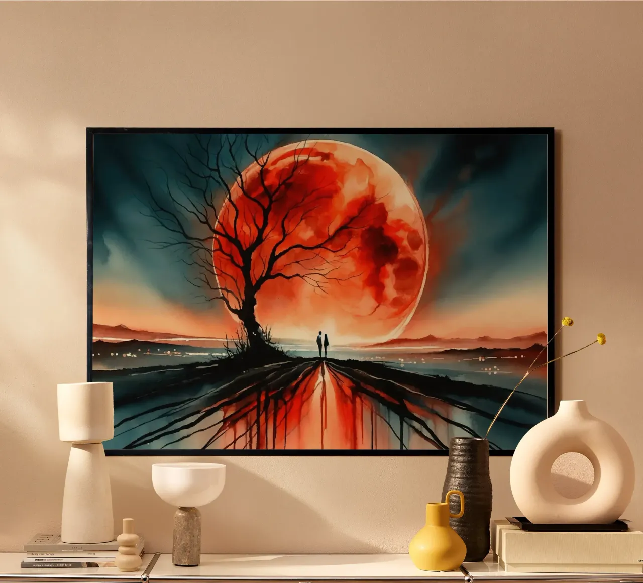 Serenità lunare poster con telaio in plastica da Chromatic Fusion Studio