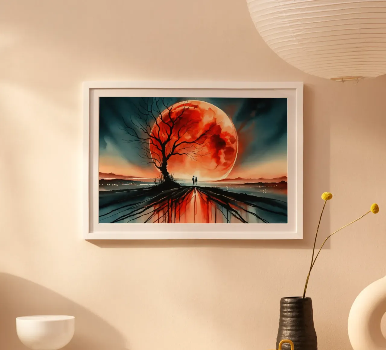Serenità lunare poster con telaio in plastica da Chromatic Fusion Studio