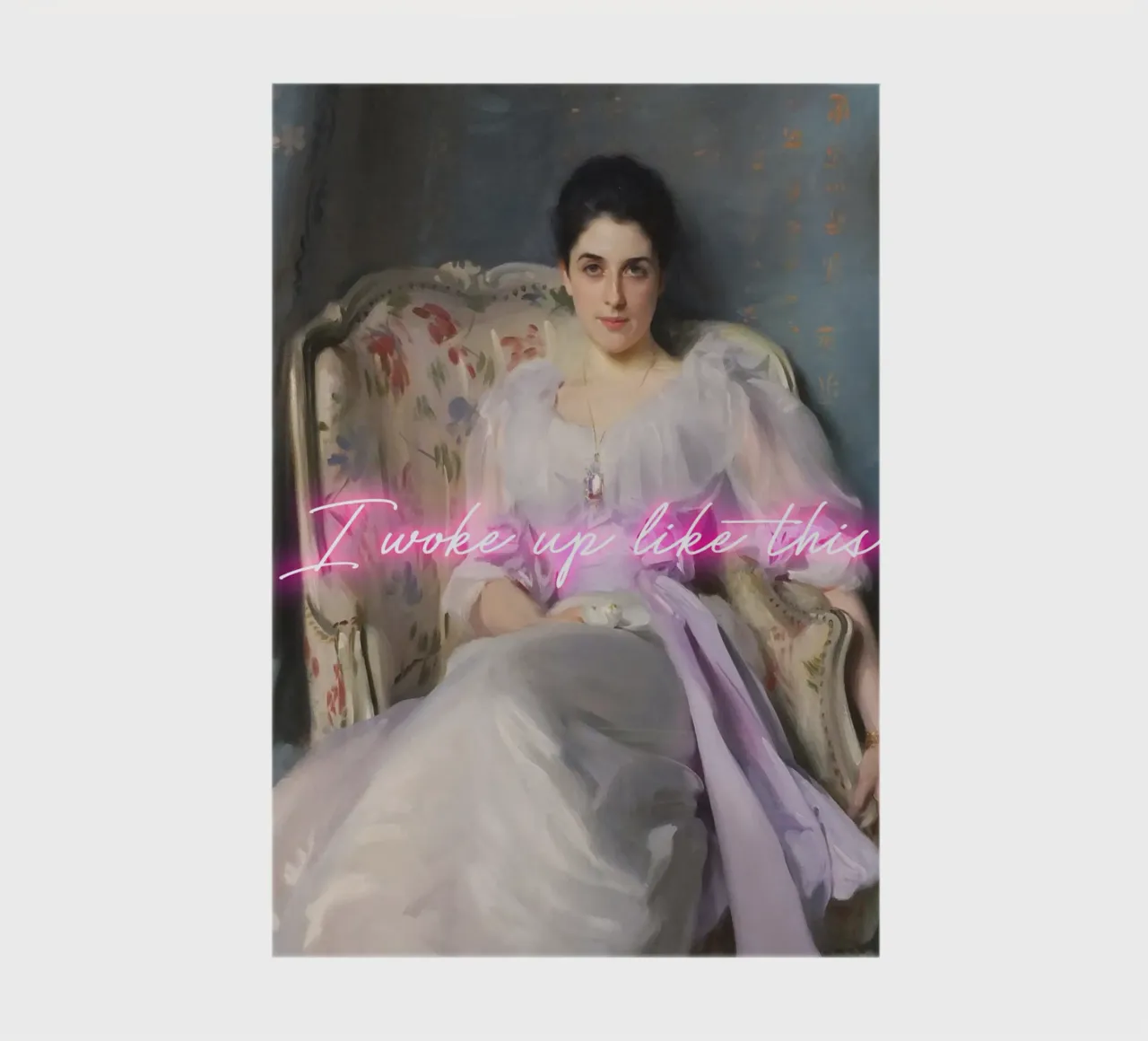 Woman Portrait - neon text - I woke up like this notebook by GraceDigitalArtCo