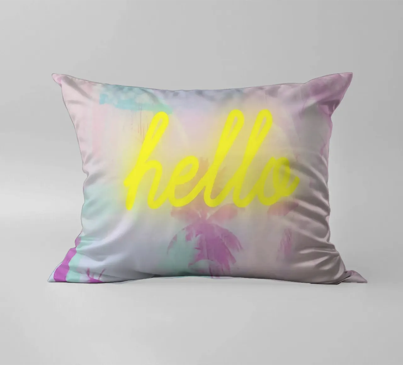 Neon Yellow Pink Palm Trees Art cuscino da GraceDigitalArtCo