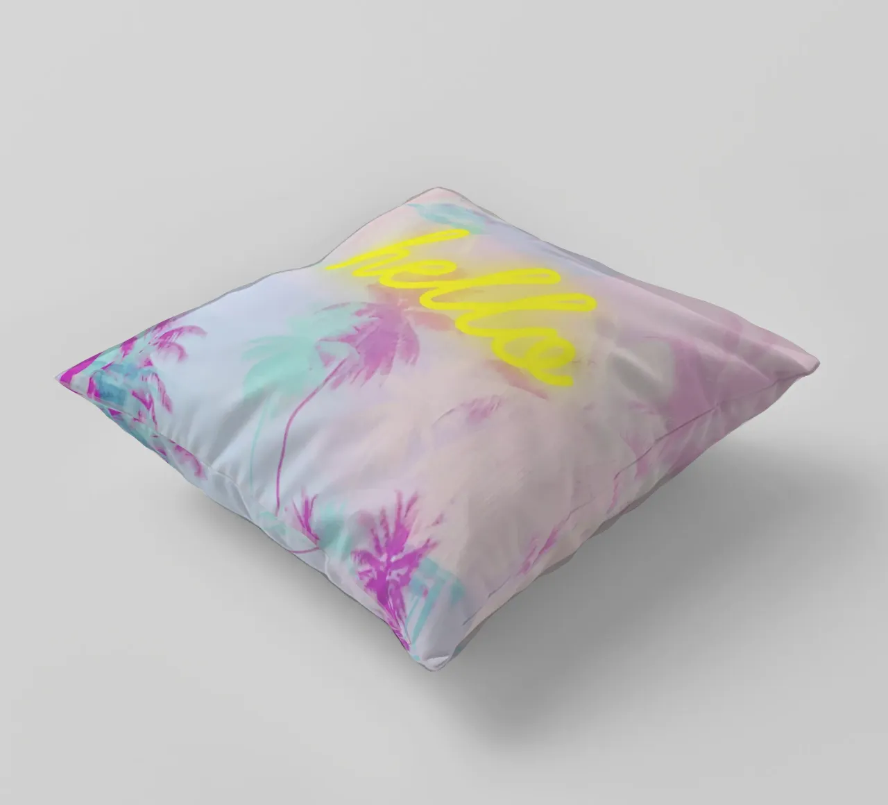 Neon Yellow Pink Palm Trees Art cuscino da GraceDigitalArtCo