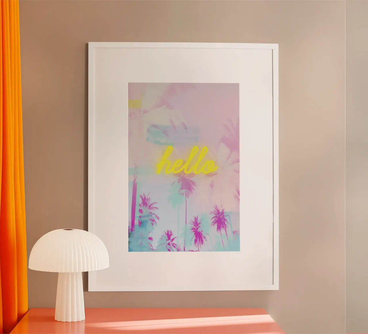 Neon Yellow Pink Palm Trees Art carta hahnemühle da GraceDigitalArtCo
