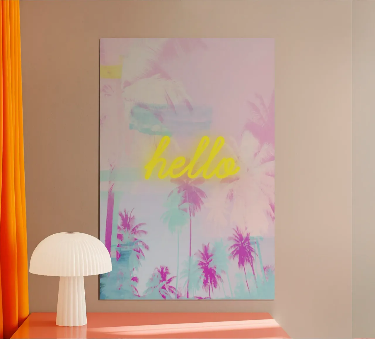 Neon Yellow Pink Palm Trees Art carta hahnemühle da GraceDigitalArtCo