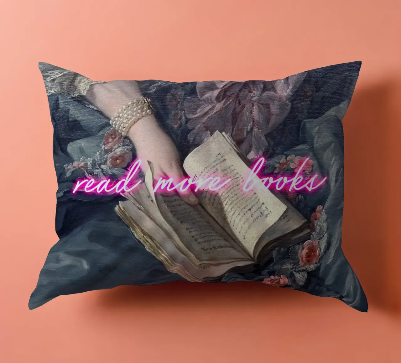 Read More Books Neon Art cuscino da GraceDigitalArtCo