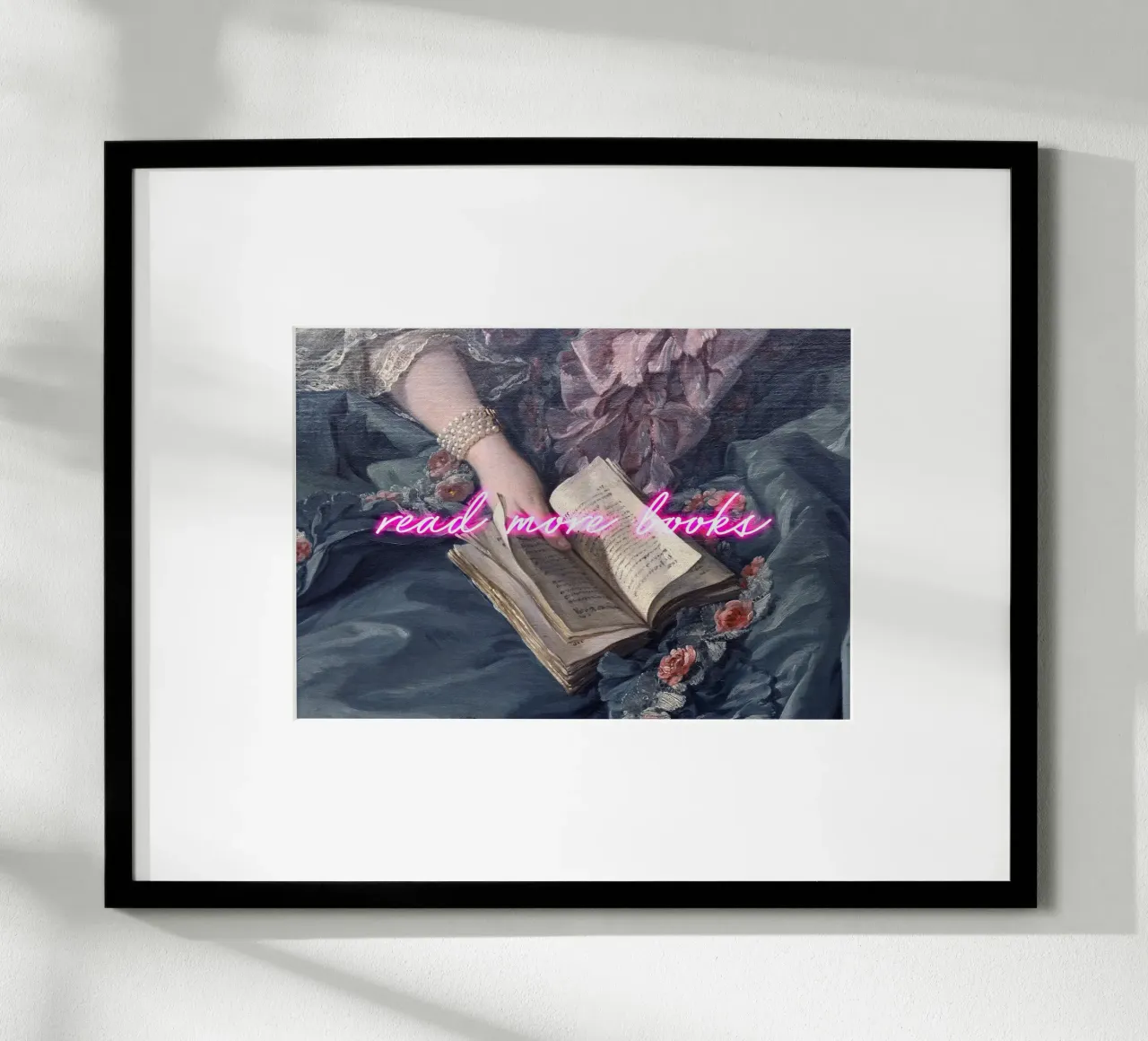 Read More Books Neon Art poster con telaio in alluminio da GraceDigitalArtCo