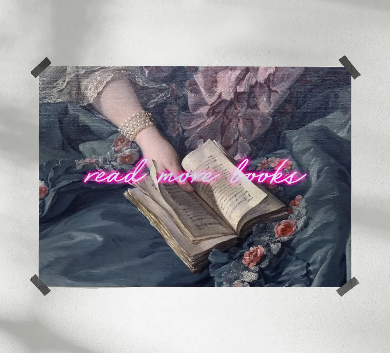 Read More Books Neon Art poster con telaio in alluminio da GraceDigitalArtCo