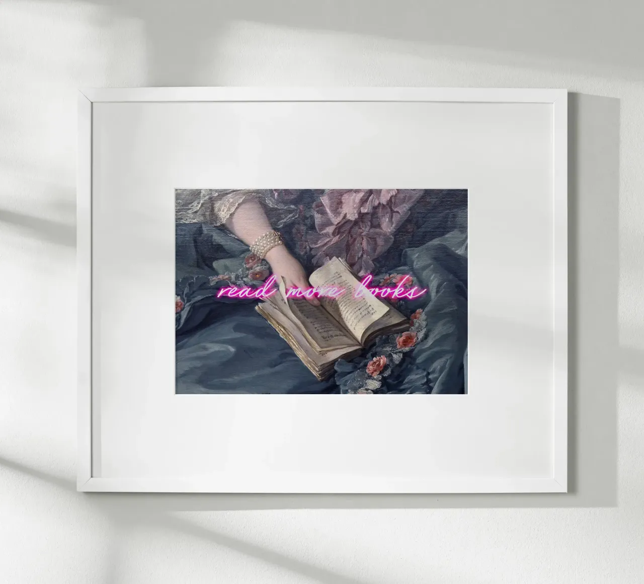 Read More Books Neon Art poster con telaio in alluminio da GraceDigitalArtCo