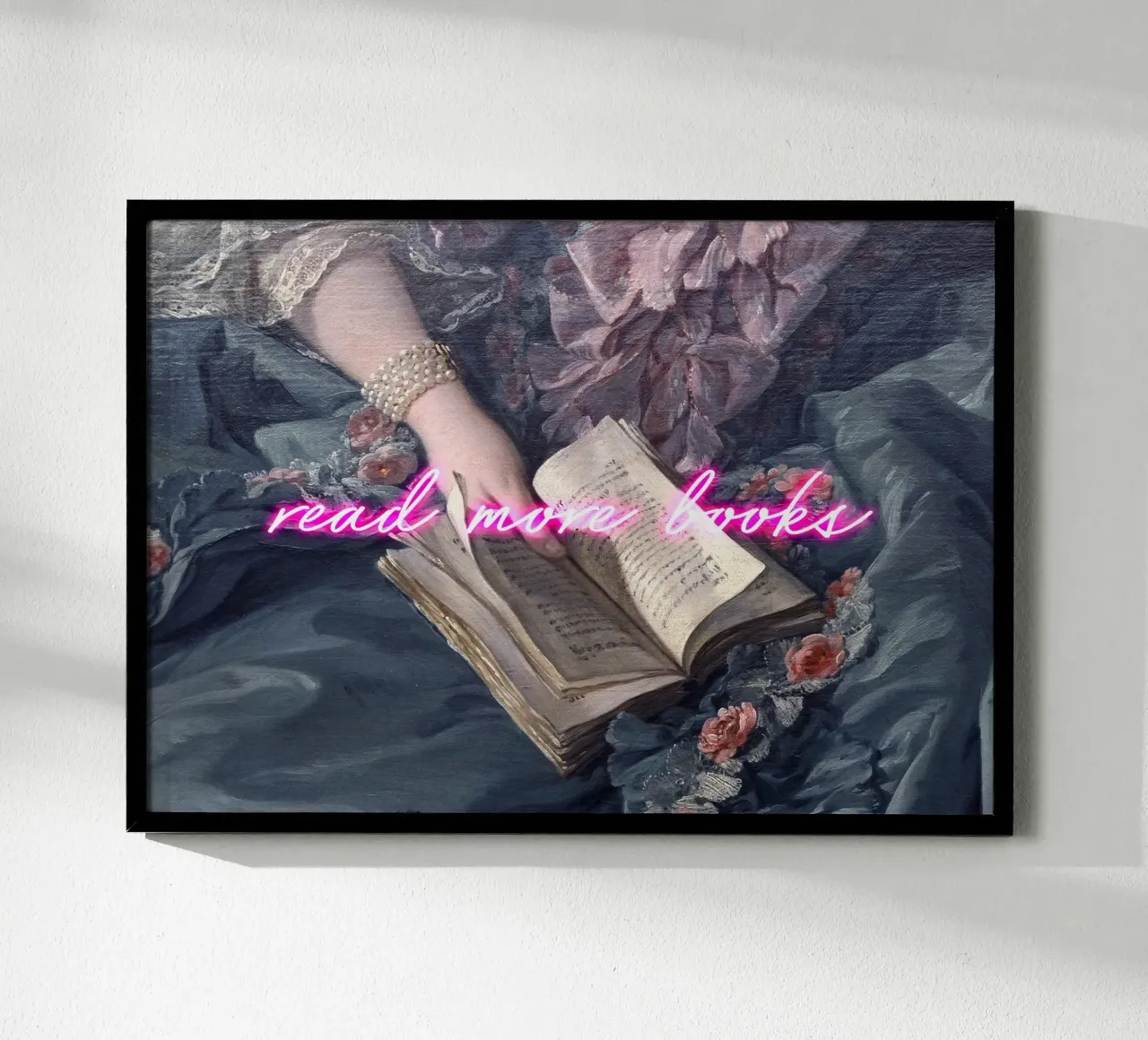 Read More Books Neon Art poster con telaio in alluminio da GraceDigitalArtCo